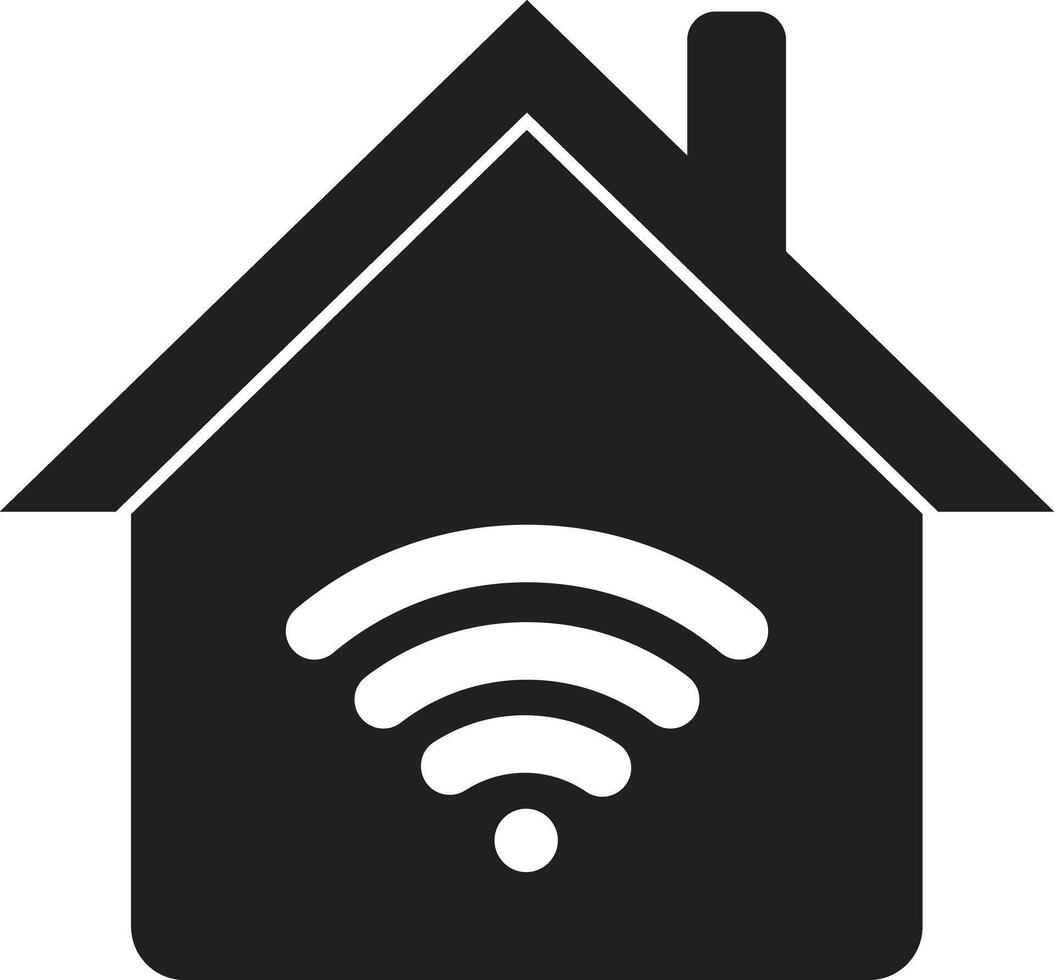 Home wifi icon . Home icon with wifi sign . Smart home icon . Wireless network icon vector