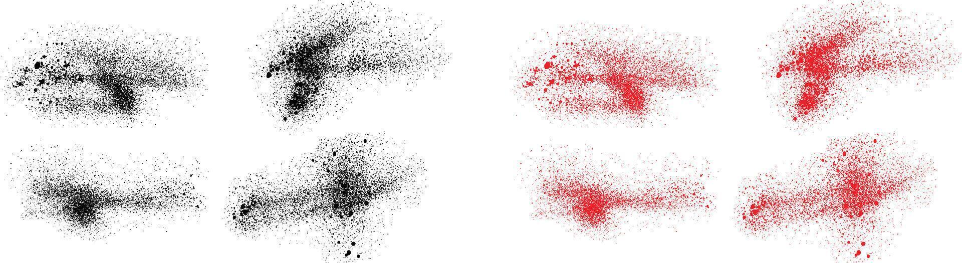 Grunge hand-drawn black and red color splatter blood illustration set vector