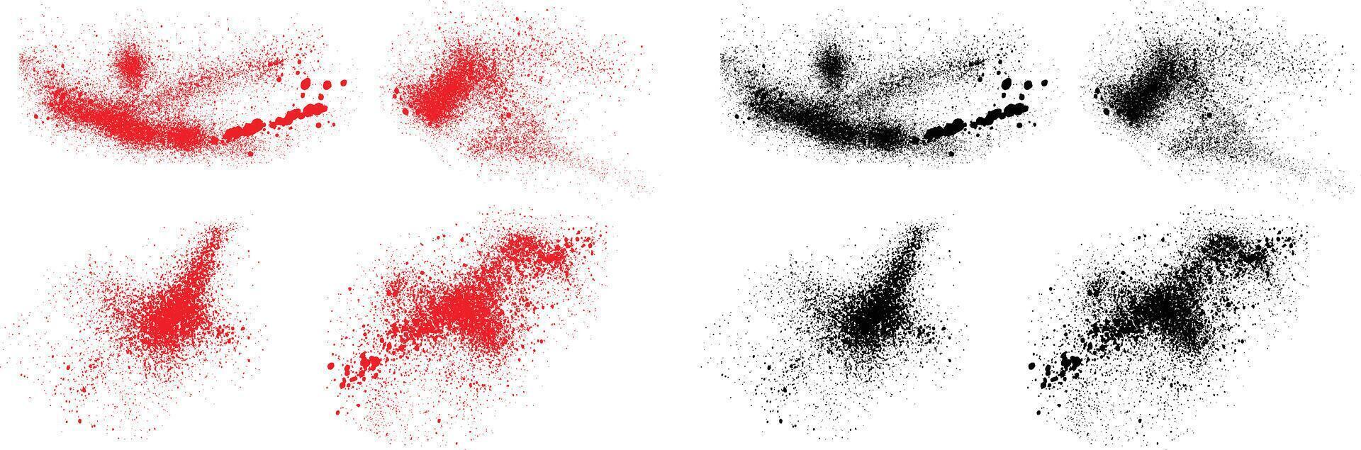 Set of bloodstain black and red color blood brush stroke vector
