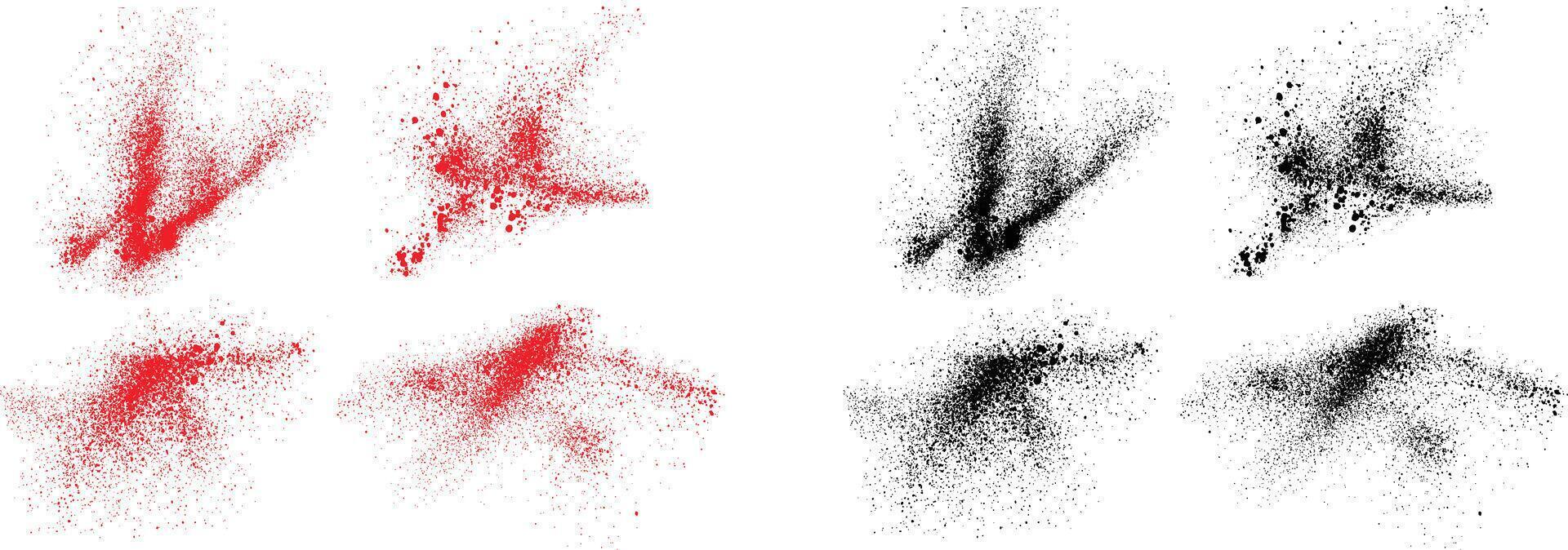 Paint black and red color ink blood brush stroke set vector