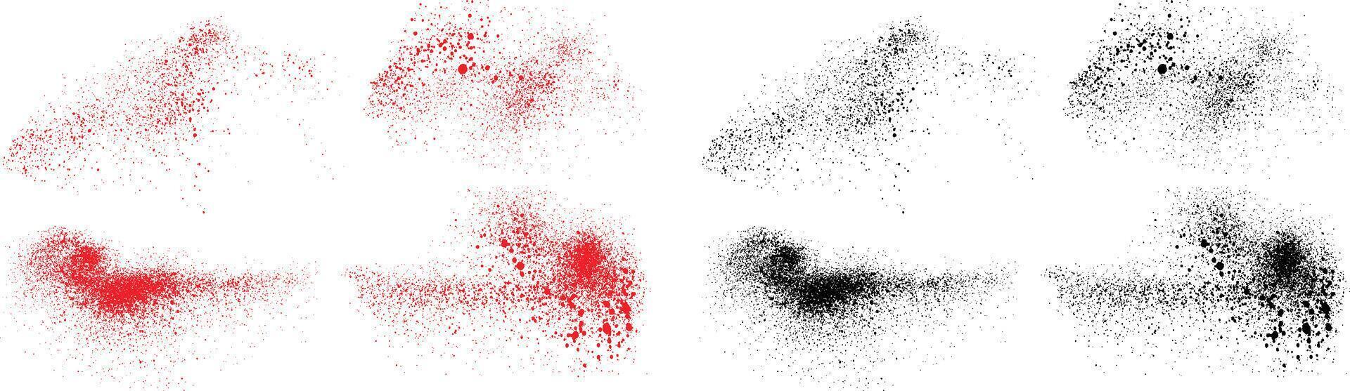 Brushstroke black and red color splatter texture background set vector