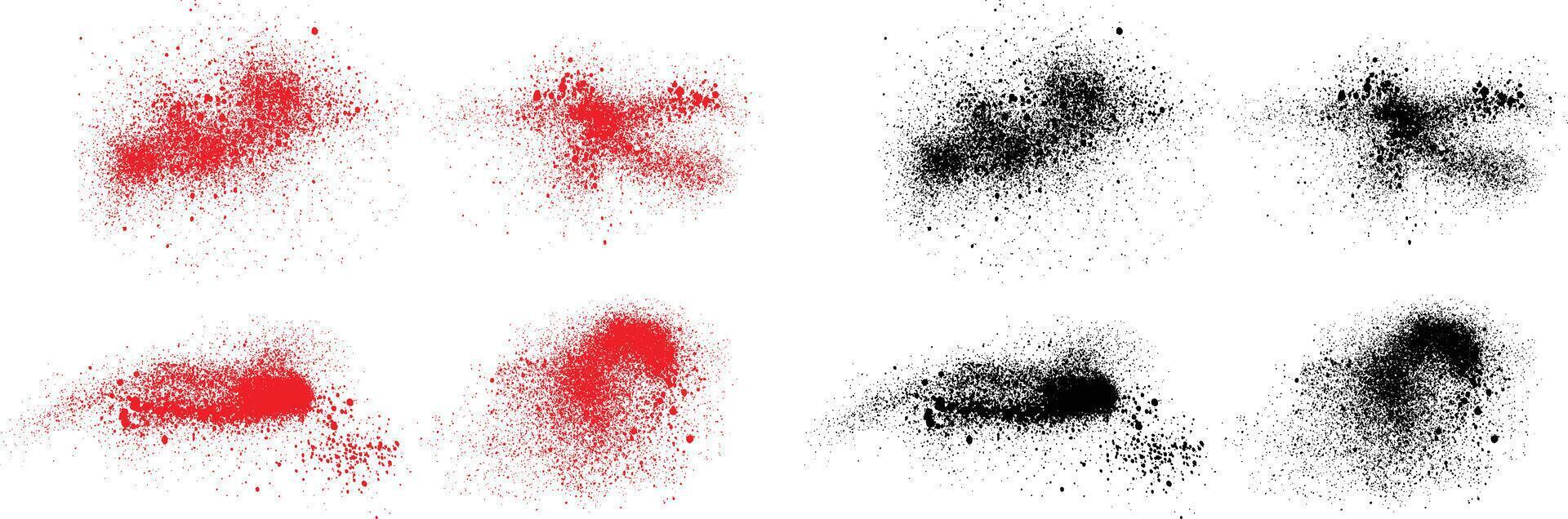 Abstract black and red color blood brush illustration background set vector