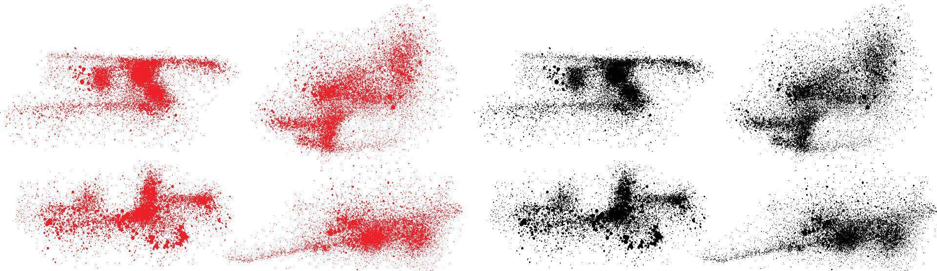 Brushstroke black and red color blood background set vector