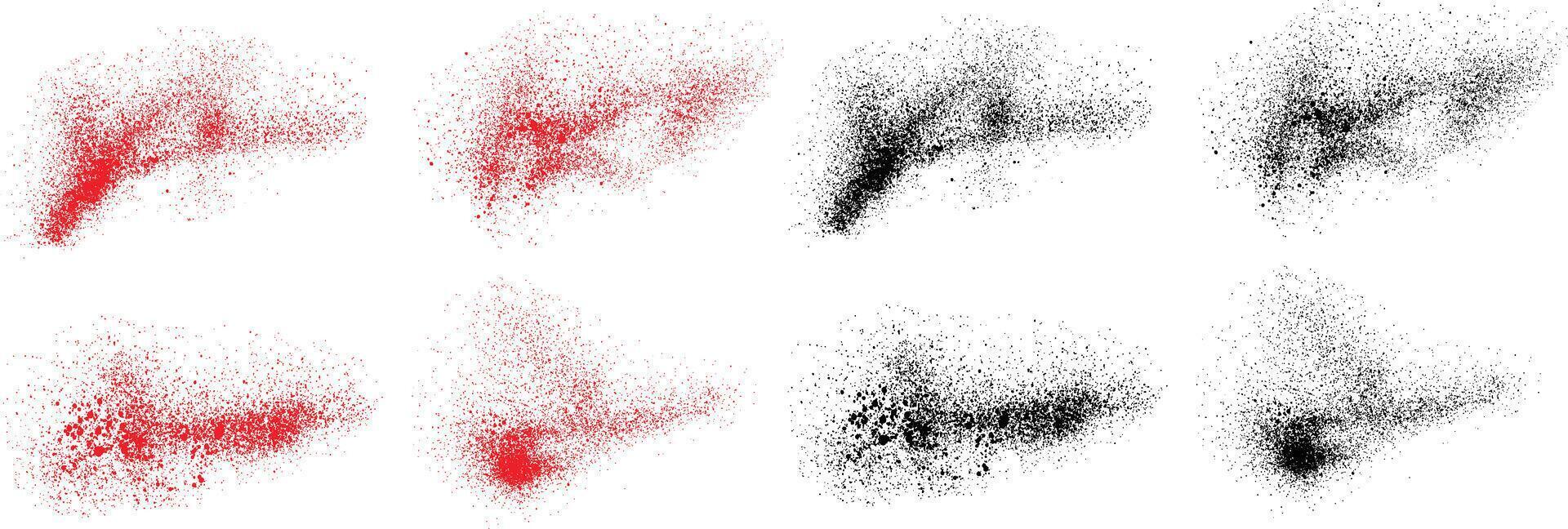 Splatter scary paint black and red color splashes illustration background set vector