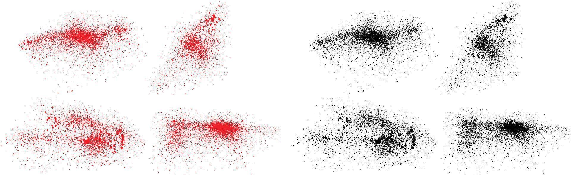 Paint brush stroke splatter black and red color splash paint illustration set vector