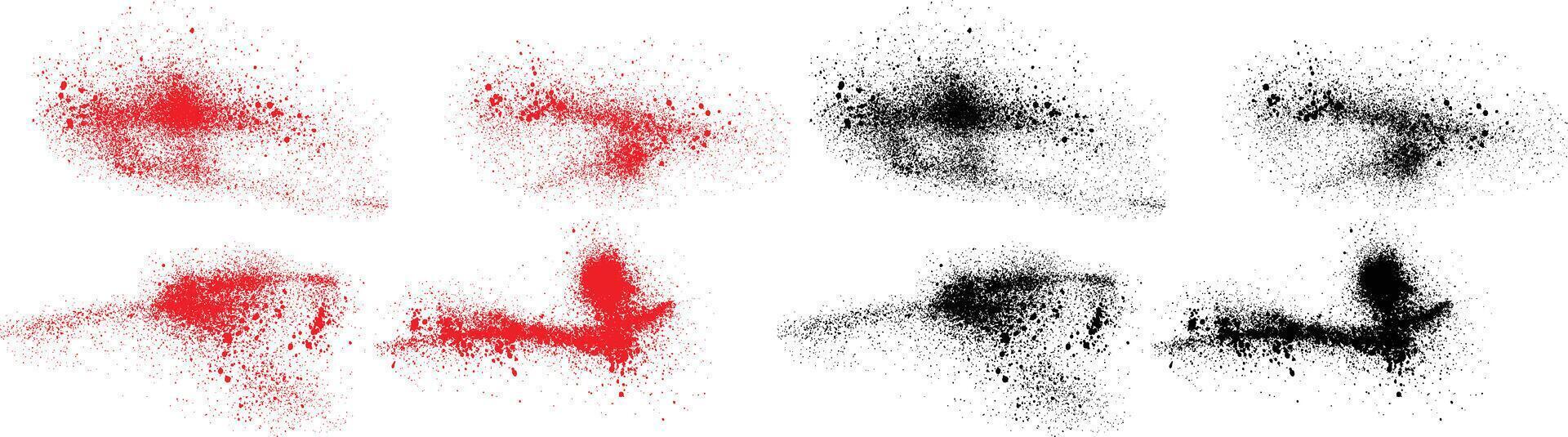 Scribble black and red color bloodstain splatter design set vector