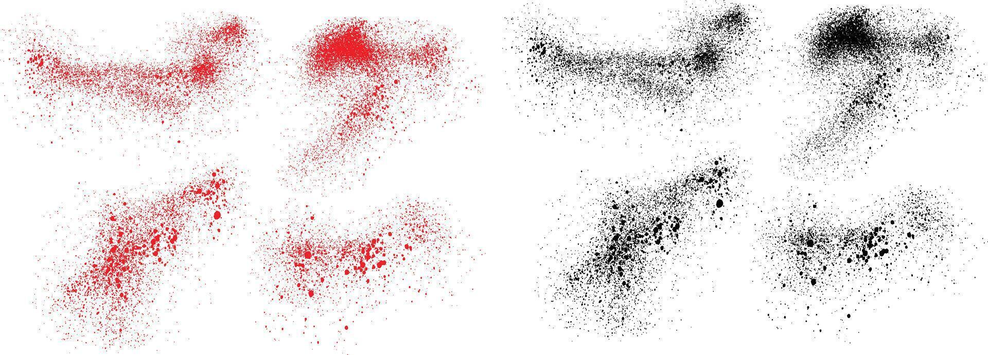 Abstract black and red color blood splatter background set vector