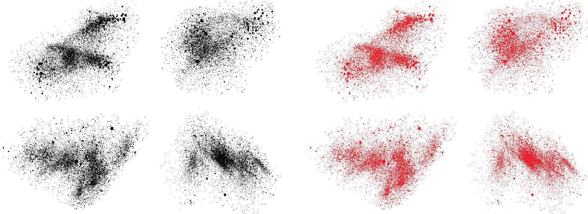 Brushstroke set of black and red color blood scribble vector
