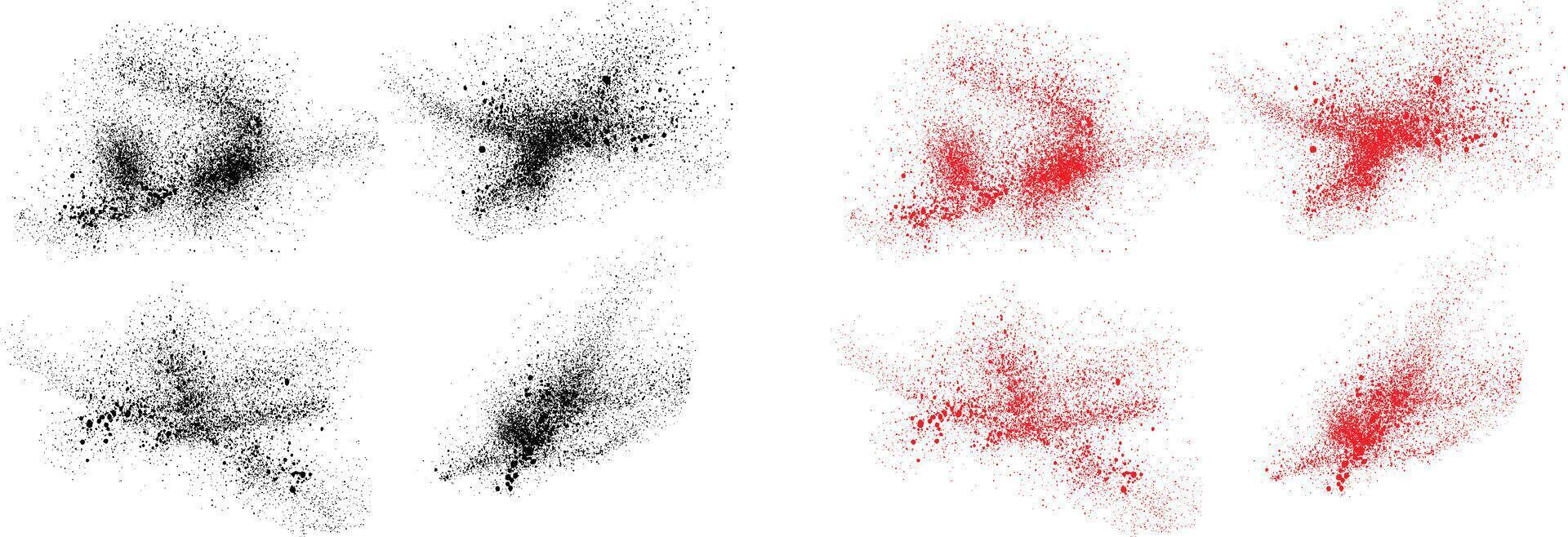 Paint set of black and red color blood splatter grunge brush stroke design vector