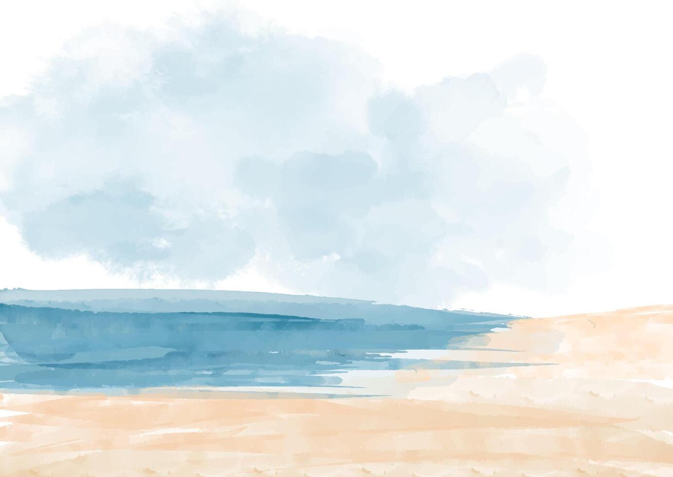 hand painted minimal watercolour beach themed landscape vector