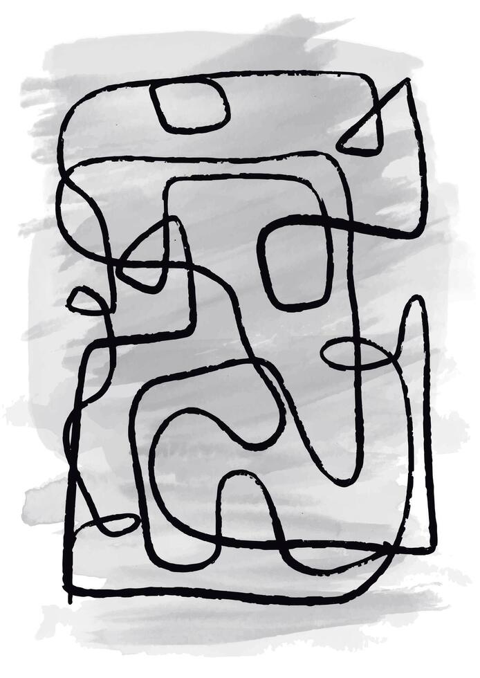 abstract hand drawn minimal wall art design background vector