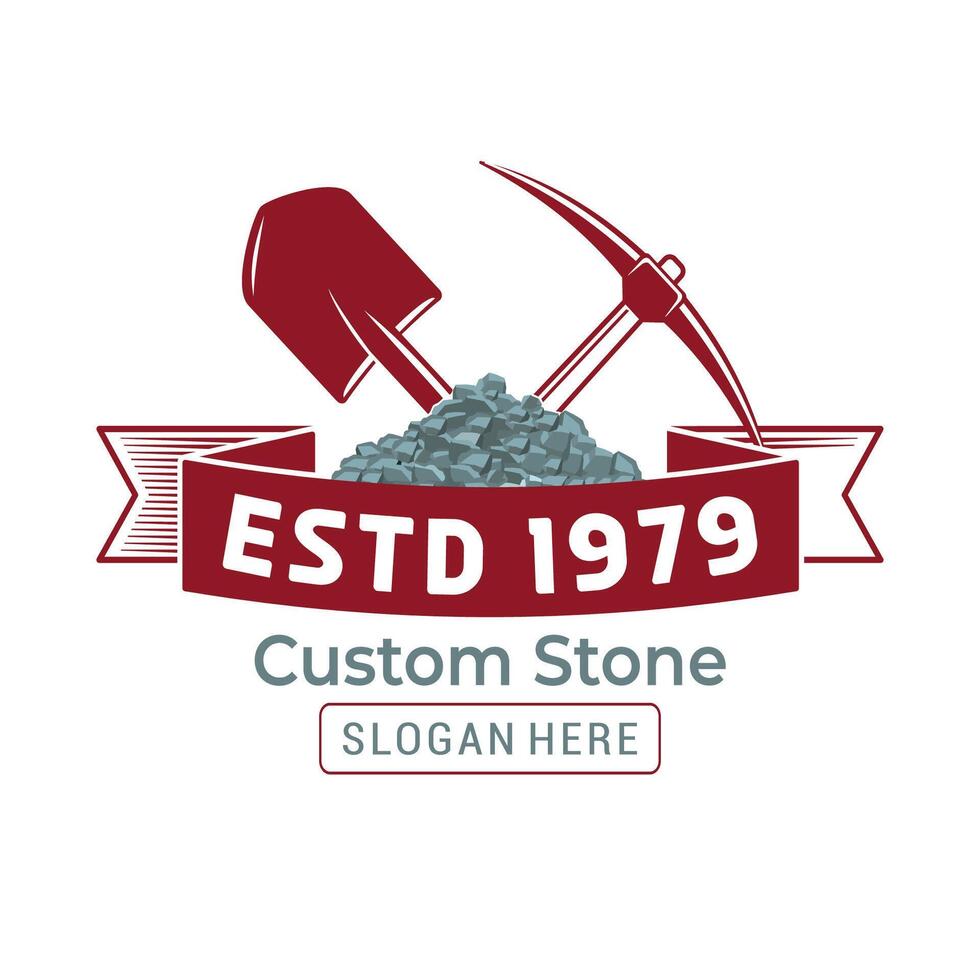 Custom building stone construction logo design vector