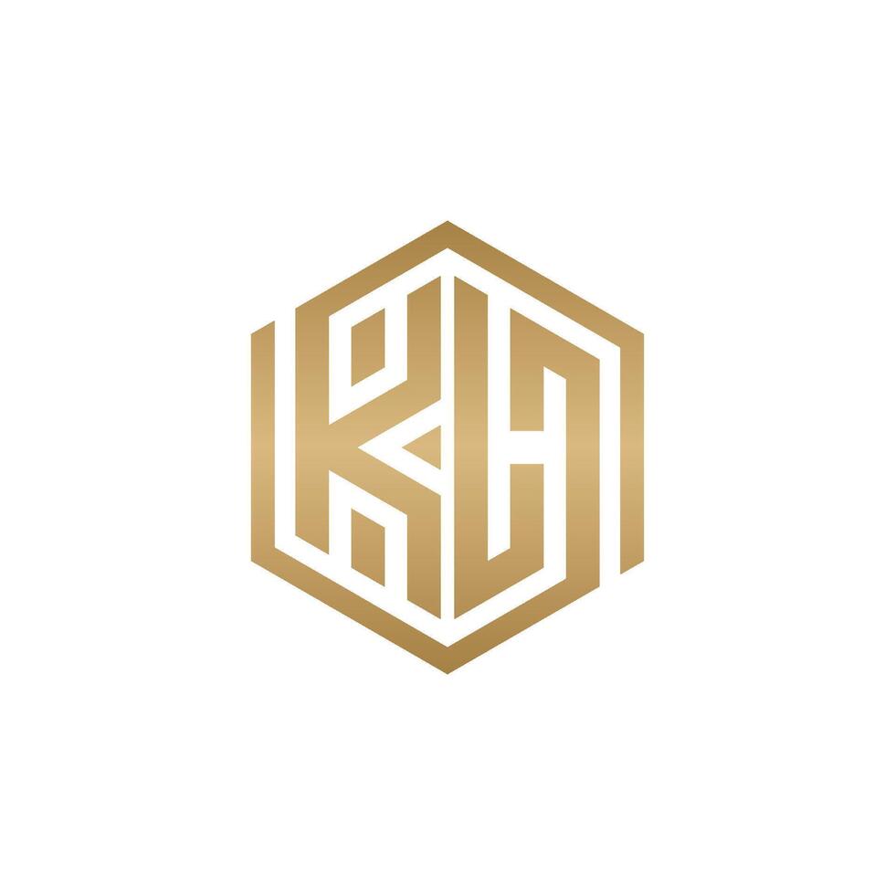 Logo KH Hexagon, simple modern icon Initial KH with shape Hexagonal. vector