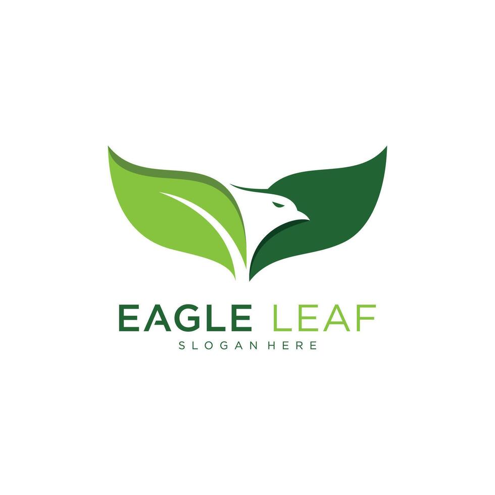 Eagle head logo and leaf combination, illustration vector