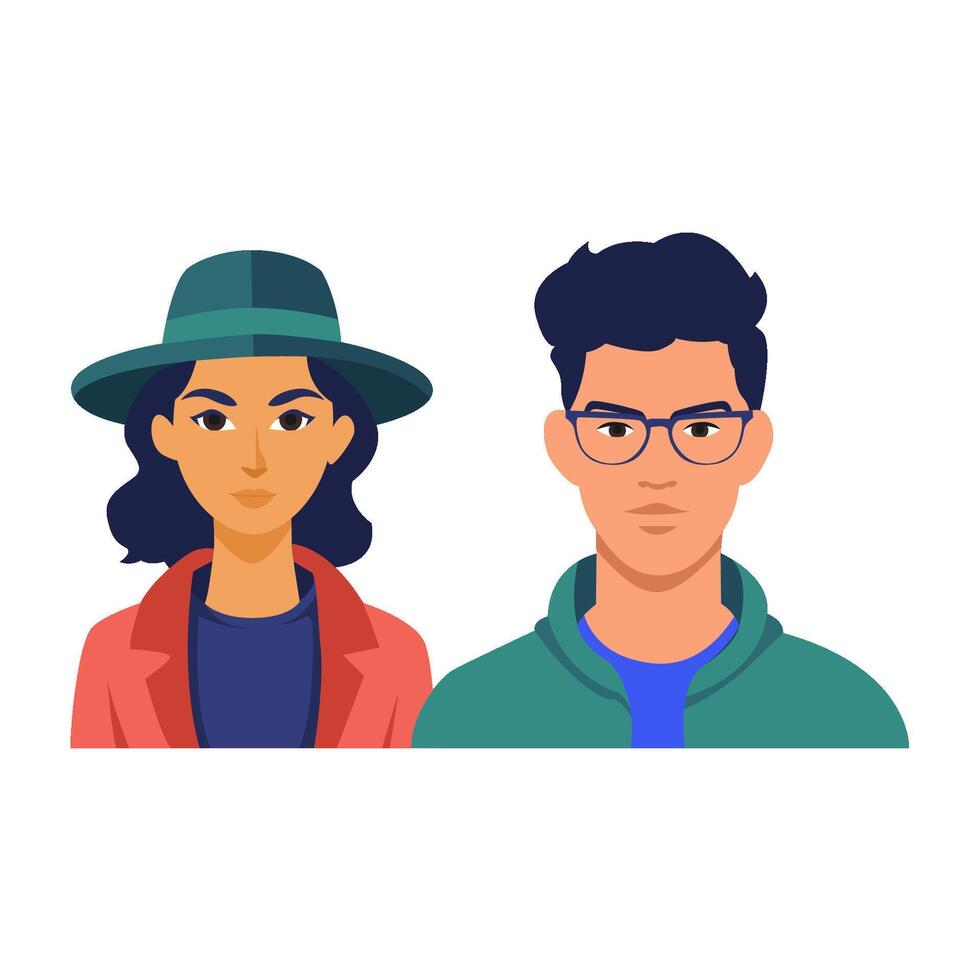 flat illustration, couple of girl and boy and girl and girl vector