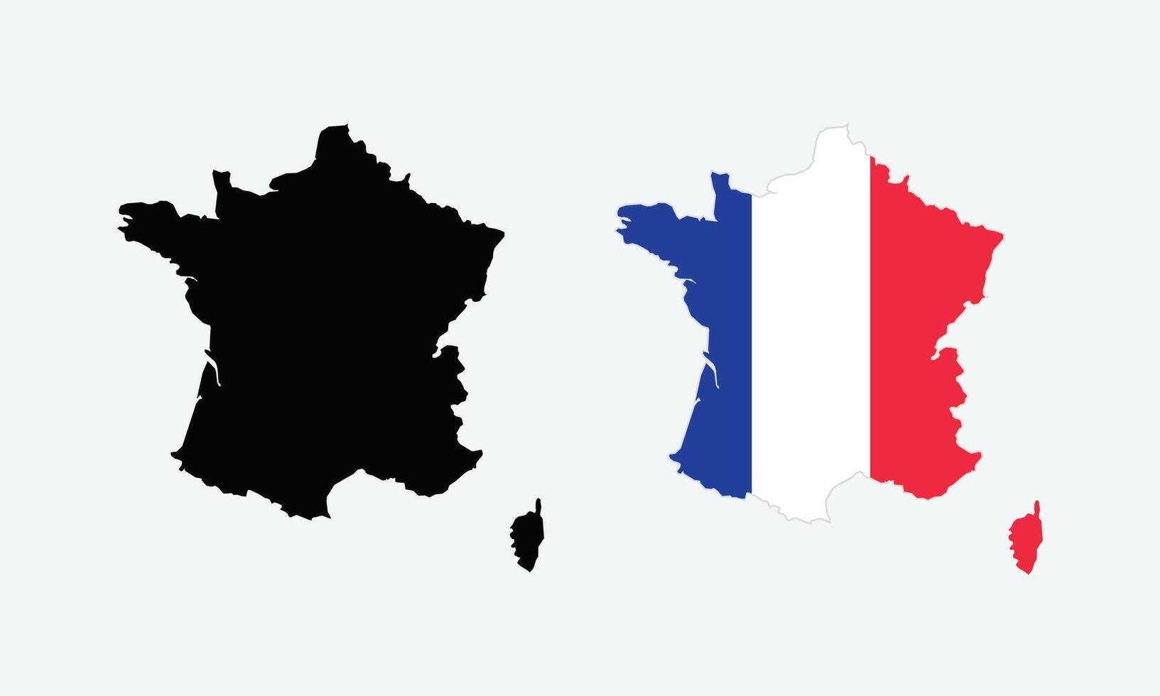 Map of France with national Flag. vector