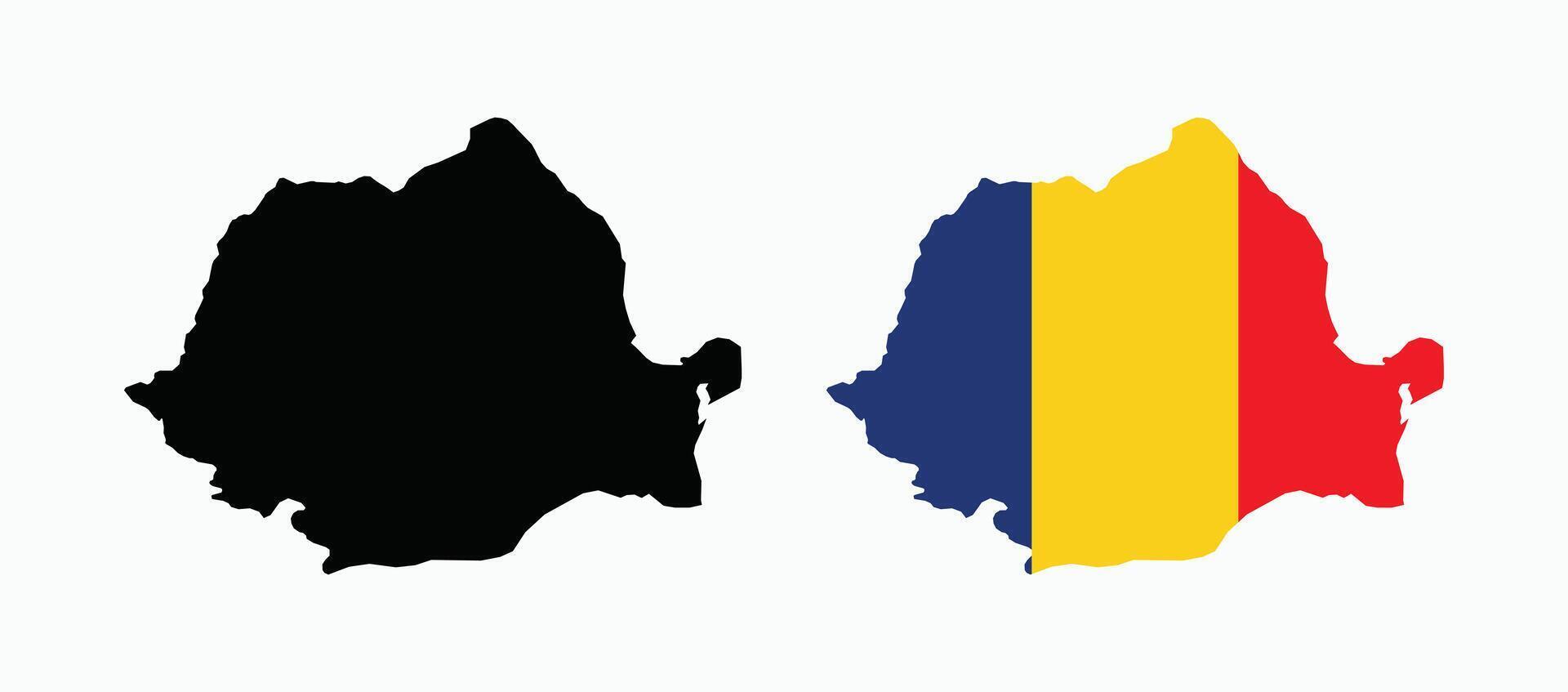 Romania Map. Map of Romania with national Flag. vector
