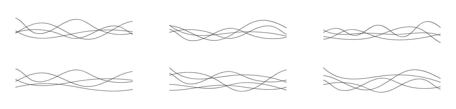 Abstract lines set. Wavy lines. Curve waves set. Thin line wavy abstract vectorillustration. vector