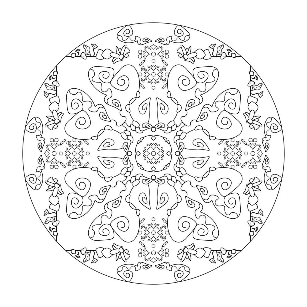 Mandala Coloring Page with flowers. Abstract. vector