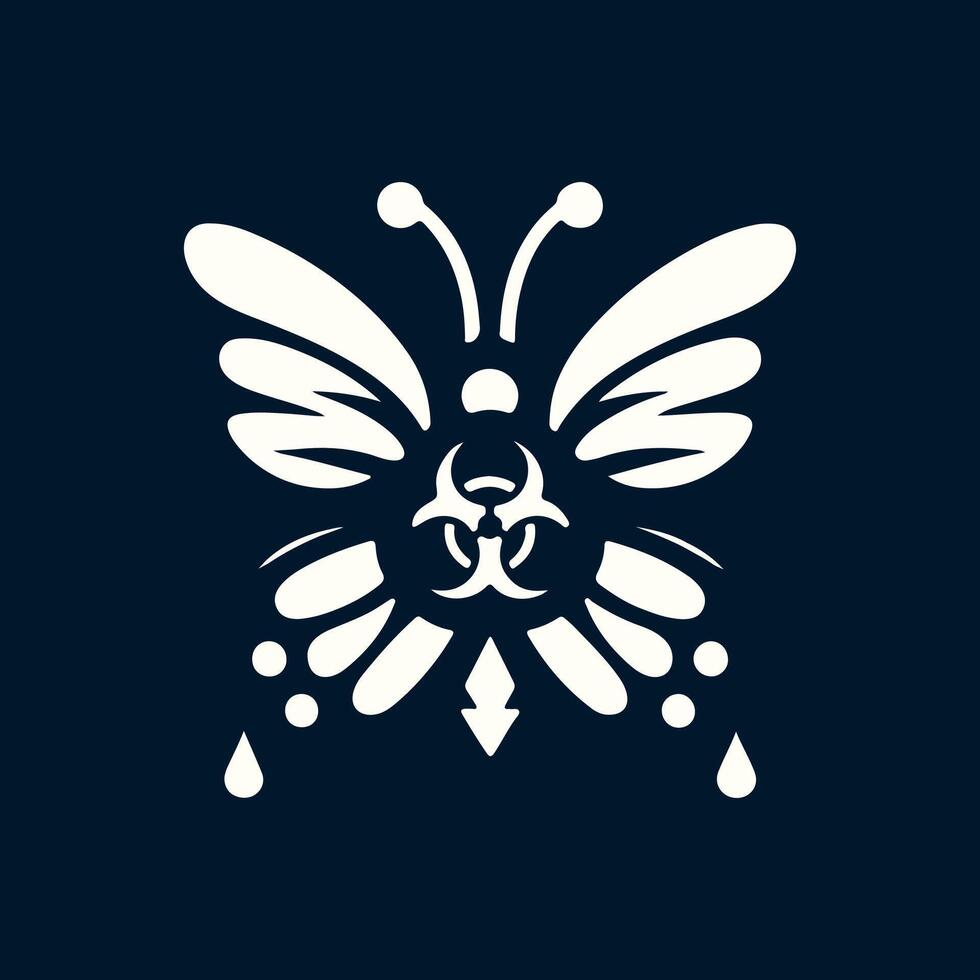 a logo design of a poisonous butterfly of pollution, minimalistic and simplistic, EPS format vector