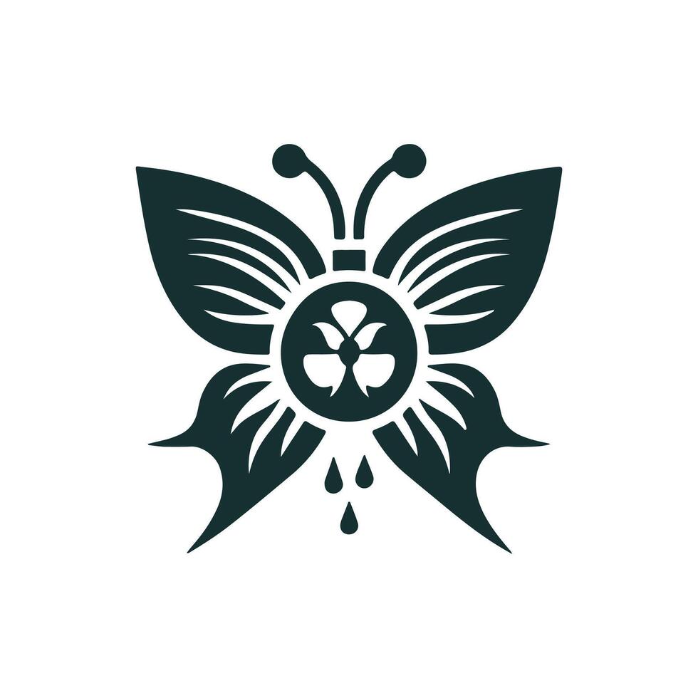 a logo design of a poisonous butterfly of pollution, minimalistic and simplistic, EPS format vector
