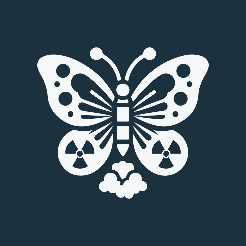 a logo design of a poisonous butterfly of pollution, minimalistic and simplistic, EPS format vector