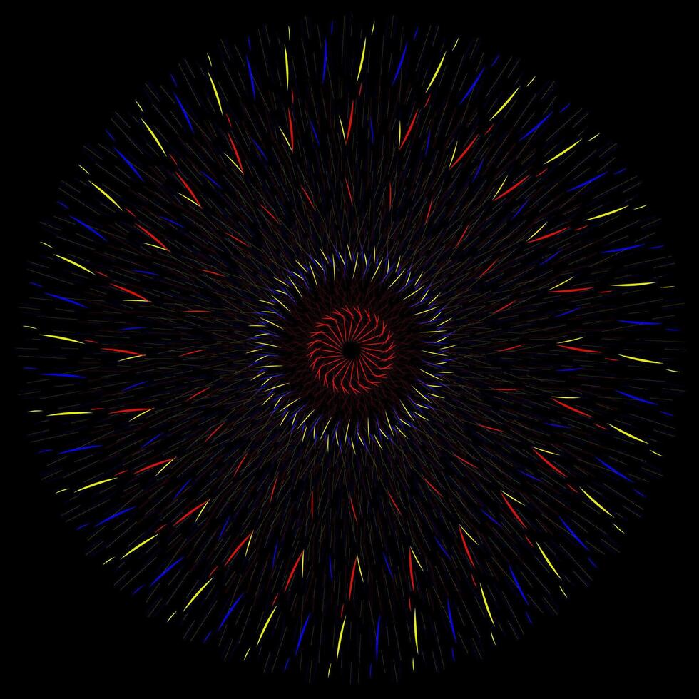 Multicolored round abstract pattern on black background vector