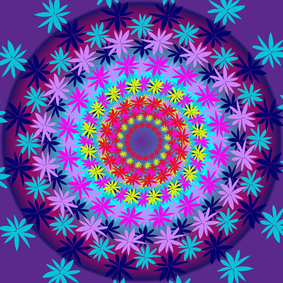 Abstract background decorated with multicolored round floral pattern vector