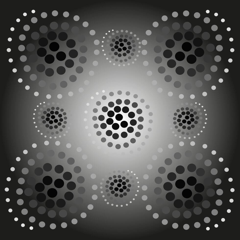 Abstract gray background decorated with a spiral of circles and dots vector
