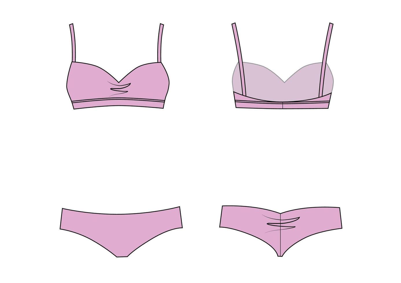 Sample set of underwear from panties and bra pink colour vector