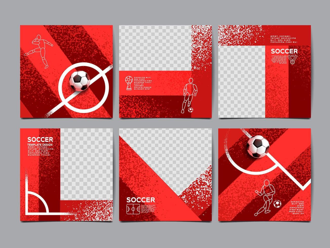 Soccer bannerTemplate set , Football banner, Square , Sport layout design vector