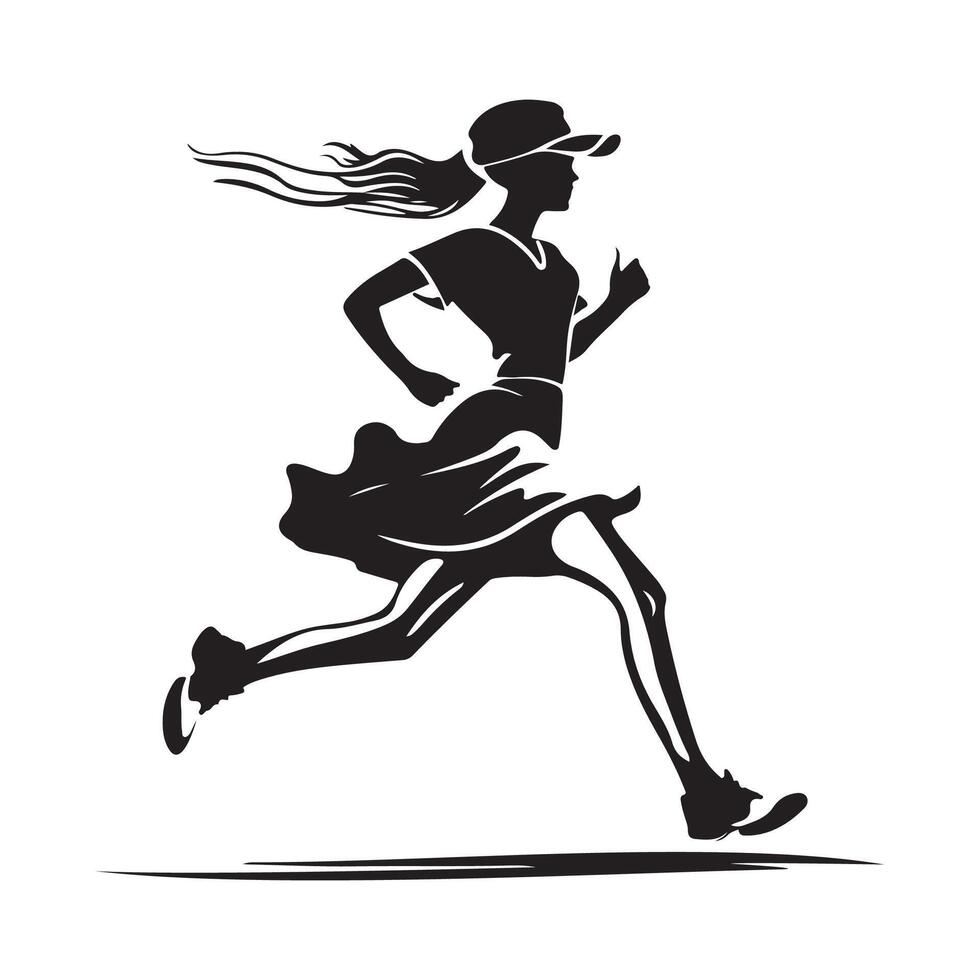 Woman Running with hat and dress silhouette, Art, Icons, and Graphics vector