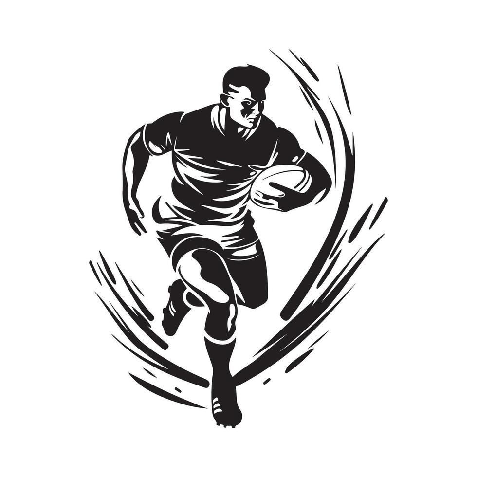 Man Rugby Player. Sports banner Flat design isolated vector