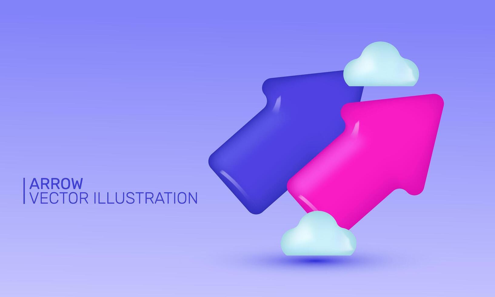 3d icon realistic purple pink arrow growth chart sign trade new concept design vector