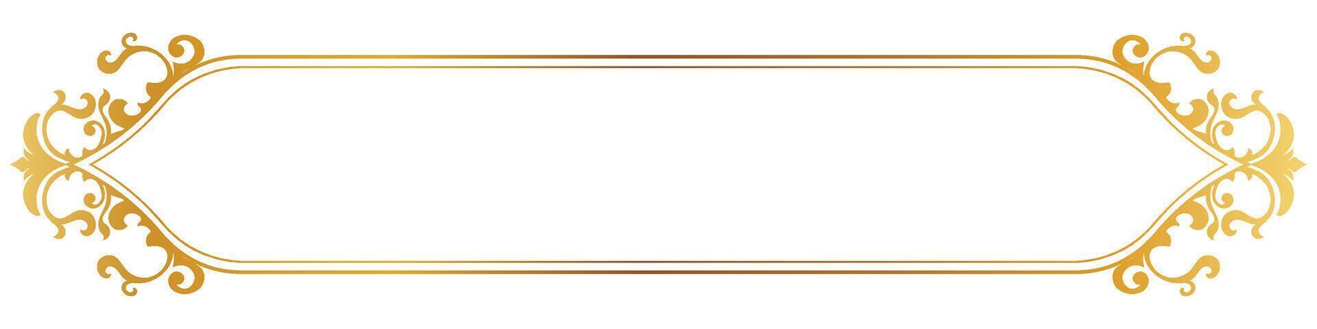 Vintage lines of frame for banner Gradient gold graphic element. Baroque frame. vector