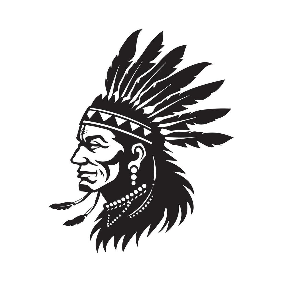 Indian Chief Design Art, Icons, and Graphics isolated on white background vector