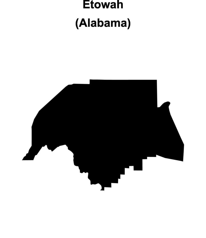 Etowah County, Alabama blank outline map vector