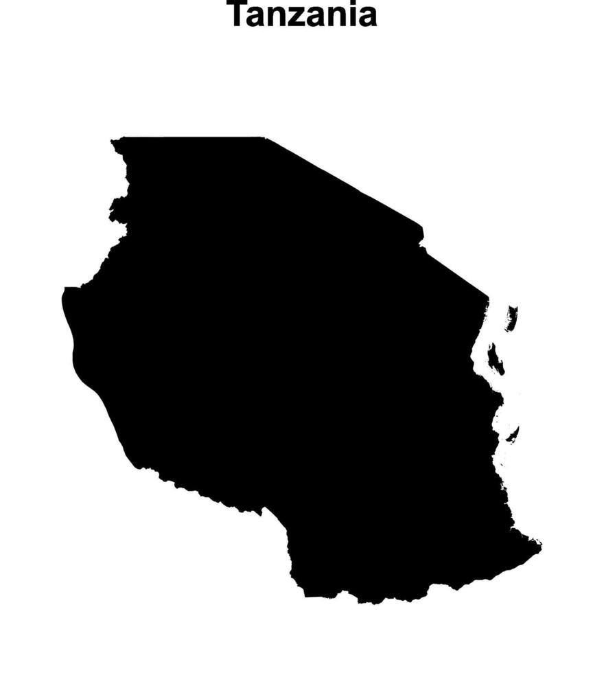 Tanzania blank outline map design vector