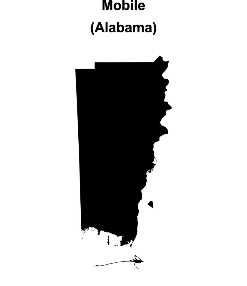 Mobile County, Alabama blank outline map vector
