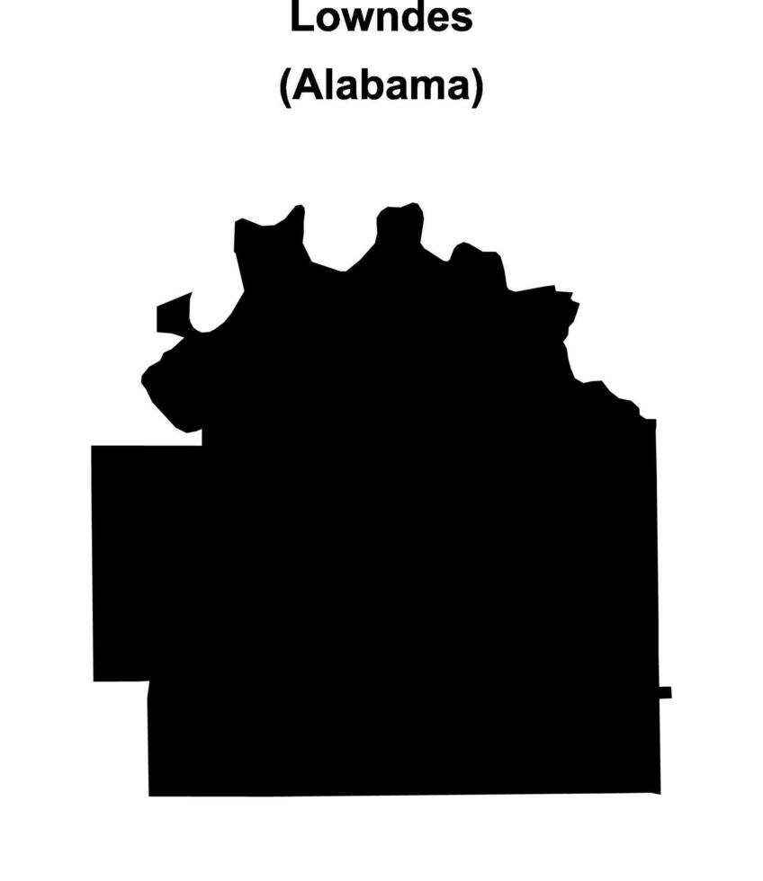 Lowndes County, Alabama blank outline map vector