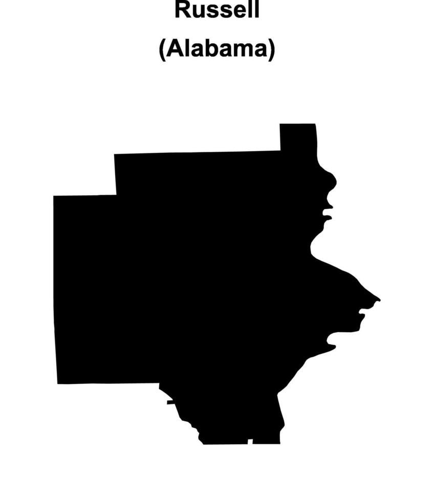 Russell County, Alabama blank outline map vector
