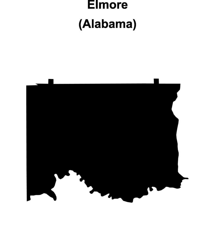 Elmore County, Alabama blank outline map vector
