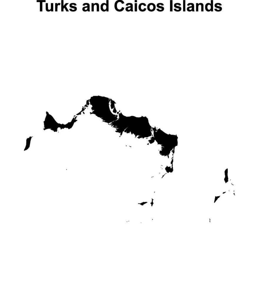 Turks and Caicos Islands blank outline map design vector