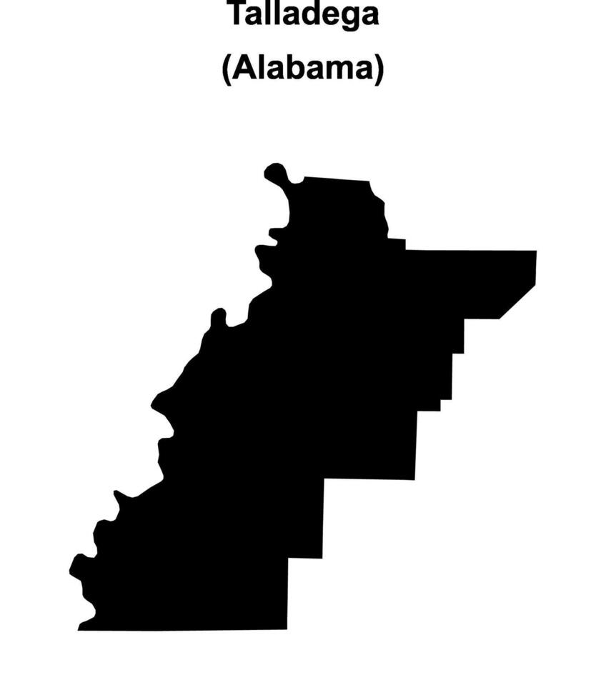 Talladega County, Alabama blank outline map vector
