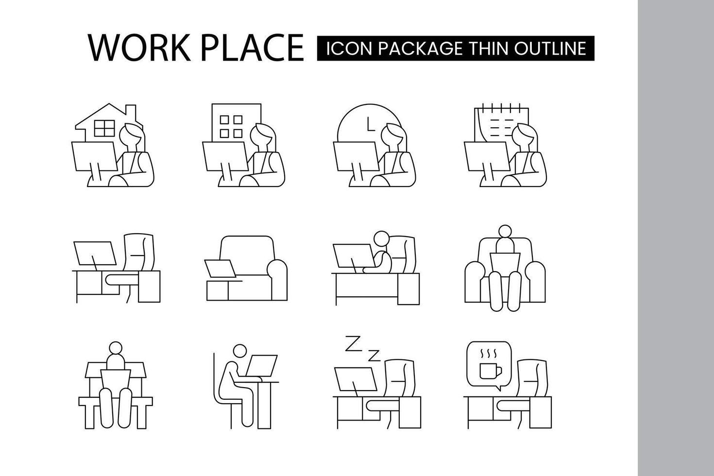 work place thin outline icon design good for website and mobile app vector