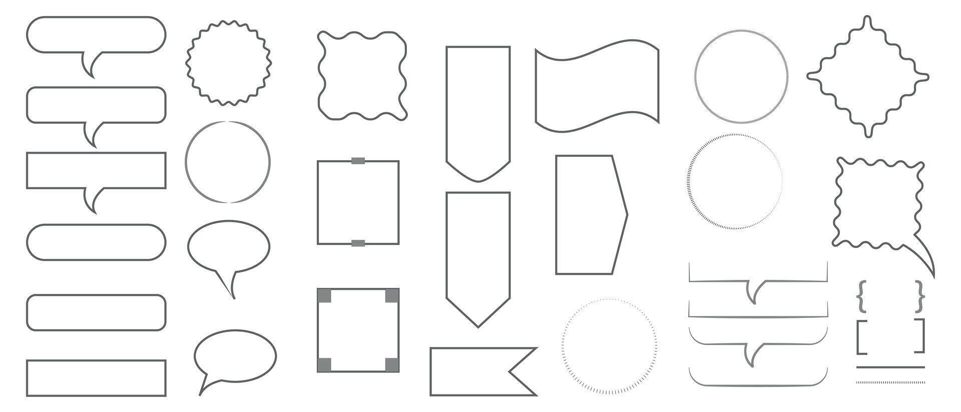 Collection of speech bubbles and frames design templates. Speech, communication, message, set, bubble infographics Modern flat illustration. vector