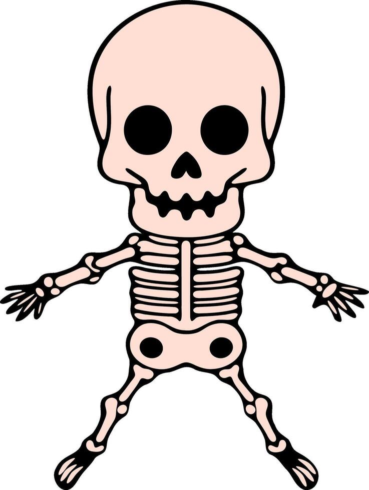 A cartoon skeleton with a smile on its face vector