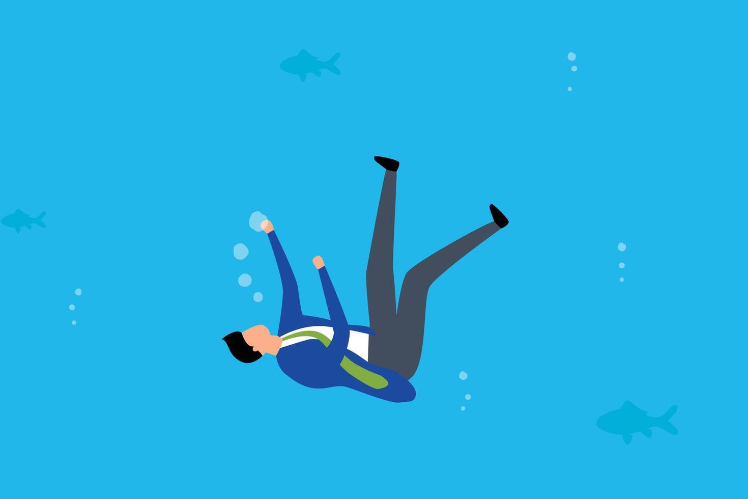 Business failure, businessman with golden key will insert key into bulb idea lamp. vector