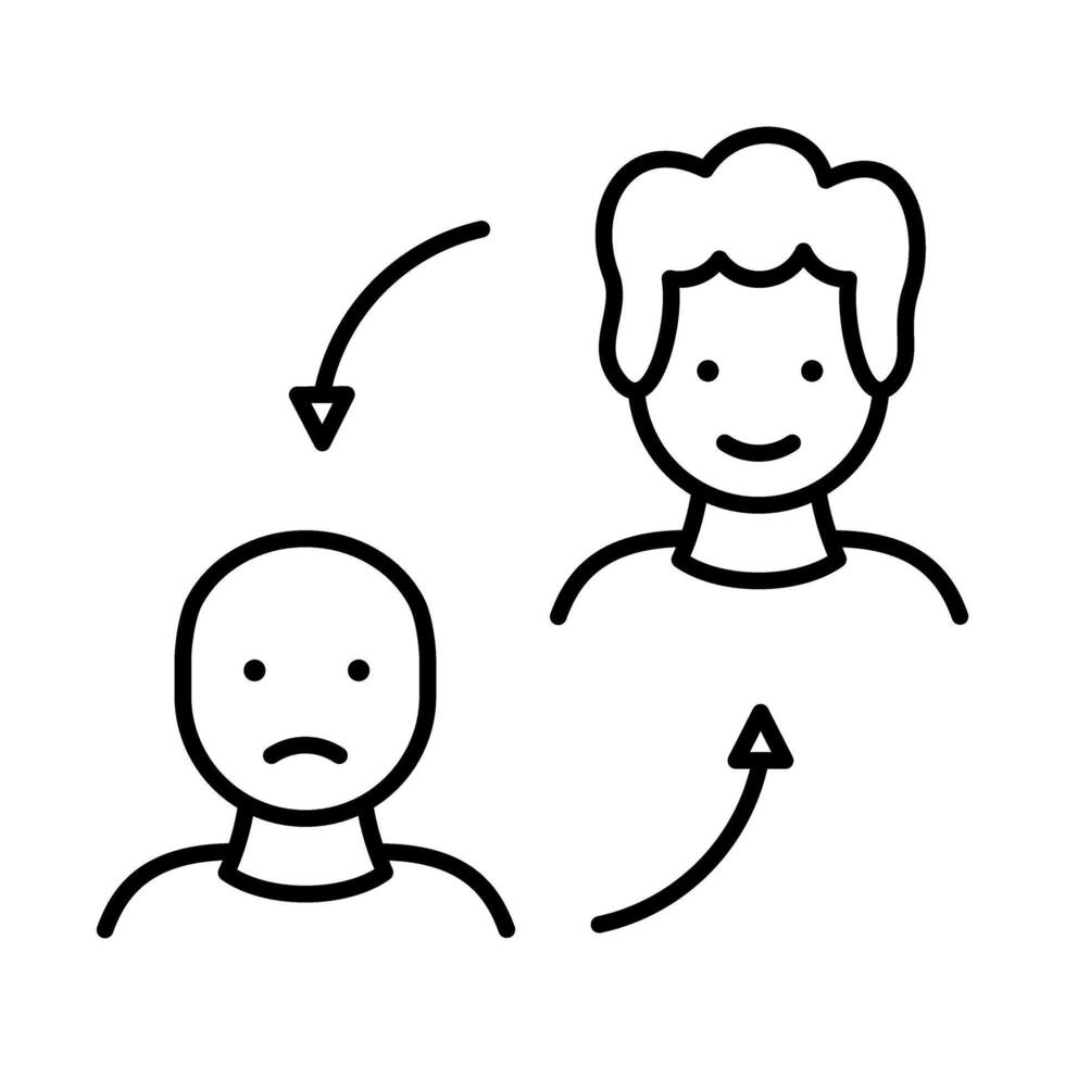 Hair transplantation thin line icon. Hair transplant treatment symbol. Medical procedure. Baldness diagnosis and transplantation concept vector