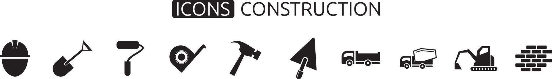 a set of building construction icon designs vector